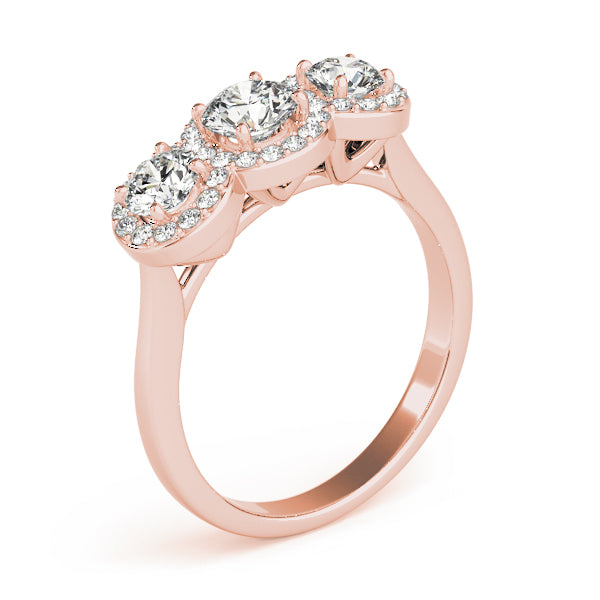 Lab-Grown Round Cut Diamond  Trinity Engagement Ring In 18k White Gold
