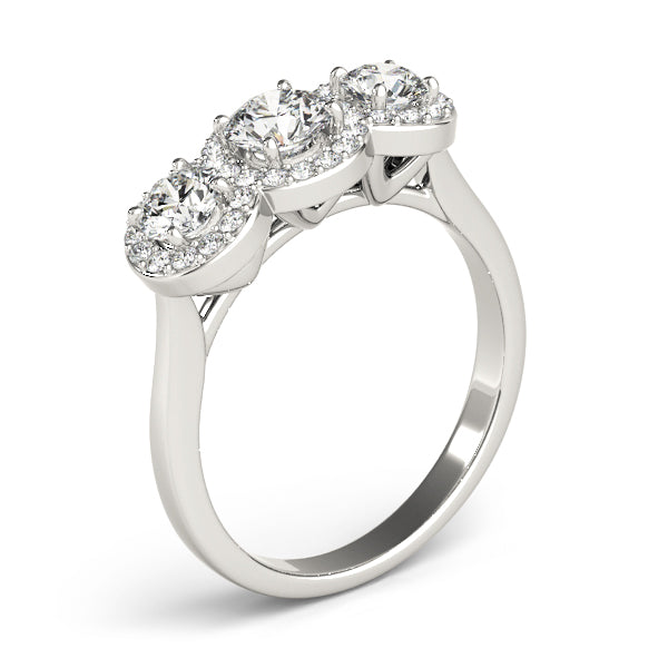 Lab-Grown Round Cut Diamond  Trinity Engagement Ring In 18k White Gold