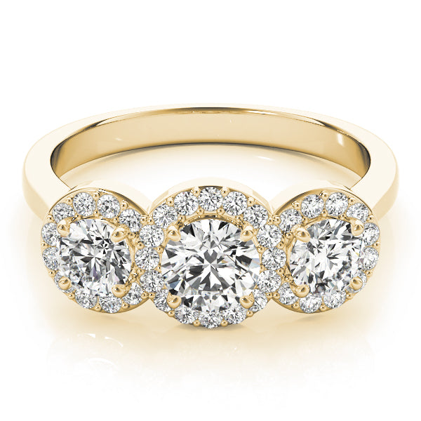 Lab-Grown Round Cut Diamond  Trinity Engagement Ring In 18k White Gold