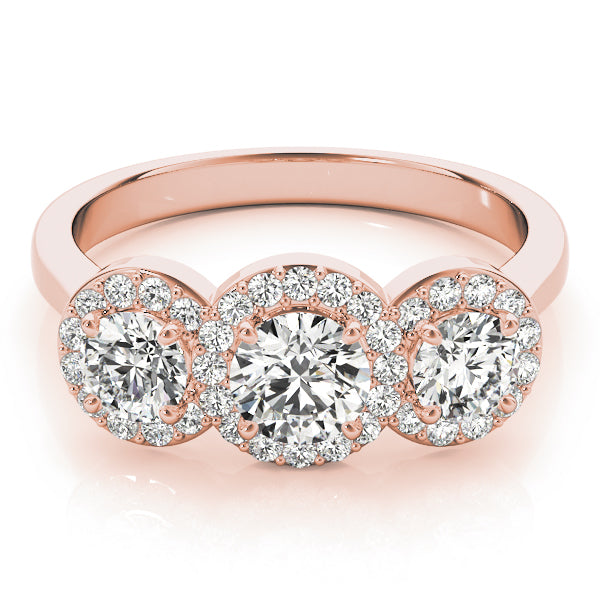 Lab-Grown Round Cut Diamond  Trinity Engagement Ring In 18k White Gold