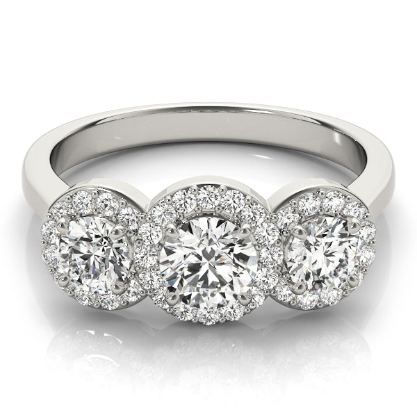Lab-Grown Round Cut Diamond  Trinity Engagement Ring In 18k White Gold