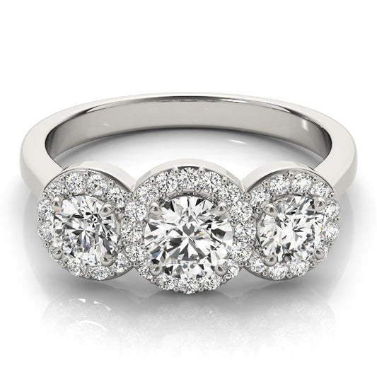 Lab-Grown Round Cut Diamond  Trinity Engagement Ring In 18k White Gold