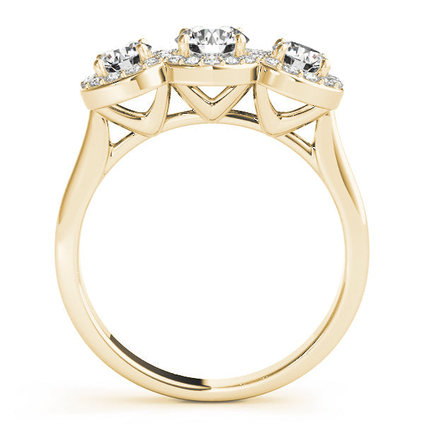 Lab-Grown Round Cut Diamond  Trinity Engagement Ring In 18k White Gold