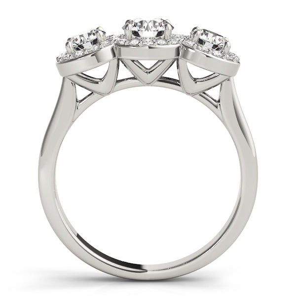 Lab-Grown Round Cut Diamond  Trinity Engagement Ring In 18k White Gold
