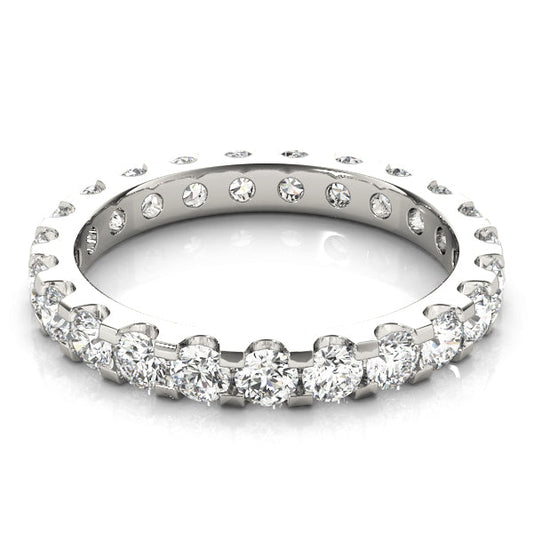 0.50-3.00ct Lab-Grown D/VVS Round Cut Diamond U Shape Shared Prong Full Eternity Wedding Ring.