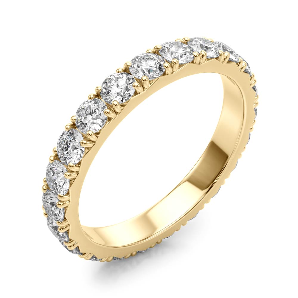 0.50-3.00ct Lab-Grown Round Cut D/VVS Diamond Four Prong French Cut Full Eternity Wedding Ring