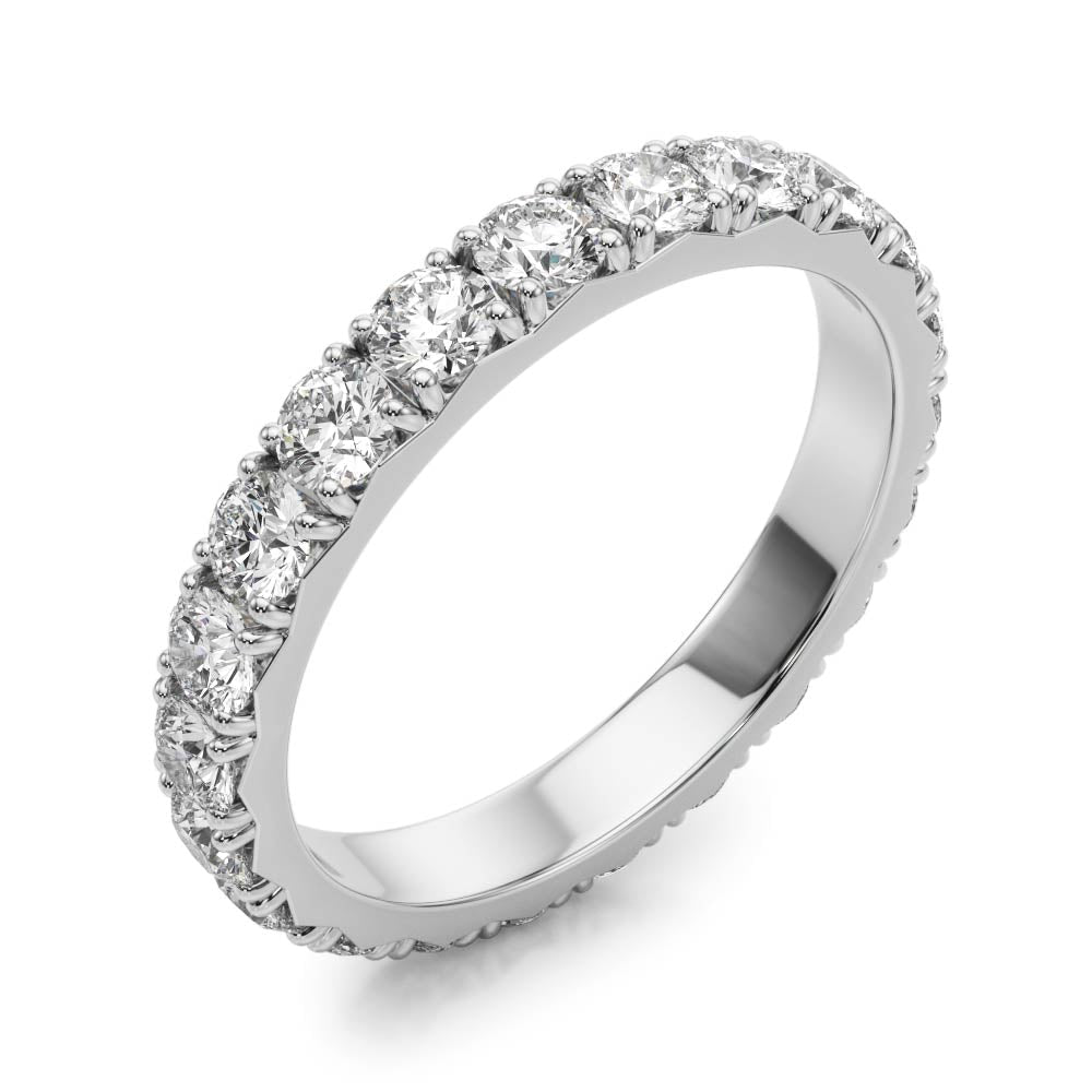 0.50-3.00ct Lab-Grown Round Cut D/VVS Diamond Four Prong French Cut Full Eternity Wedding Ring
