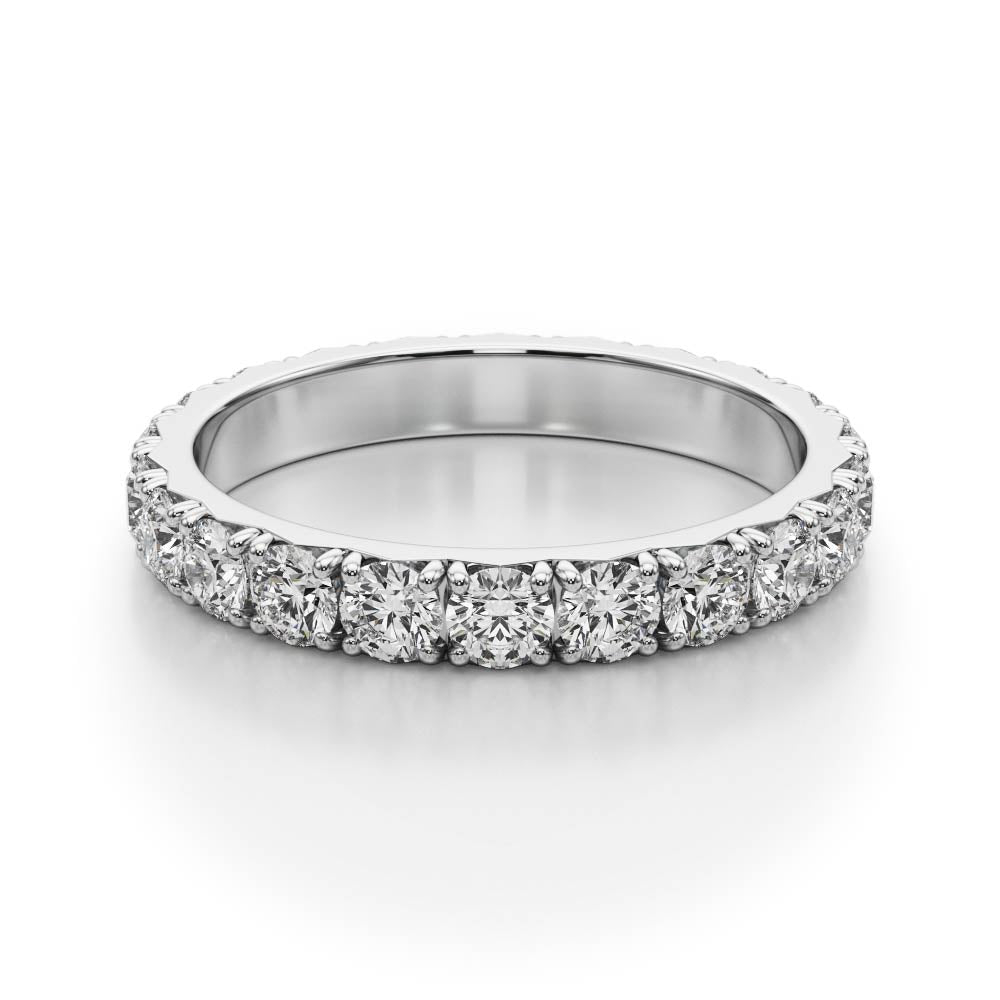 0.50-3.00ct Lab-Grown Round Cut D/VVS Diamond Four Prong French Cut Full Eternity Wedding Ring