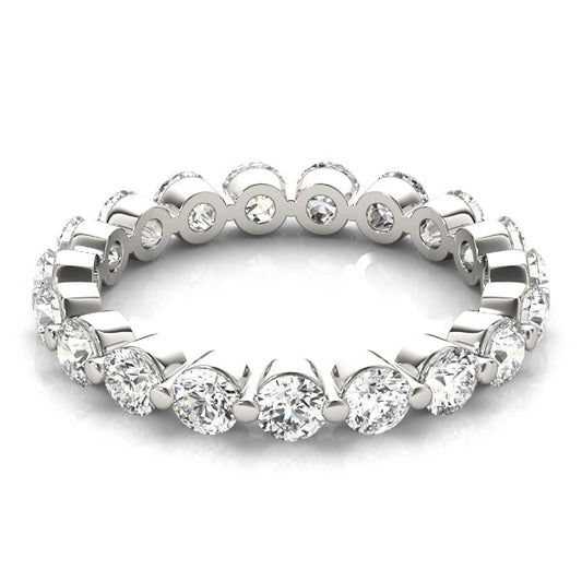 0.50-3.00ct Lab-Grown Round Cut D/VVS Diamond Single Shared Prong Full Eternity Wedding Ring