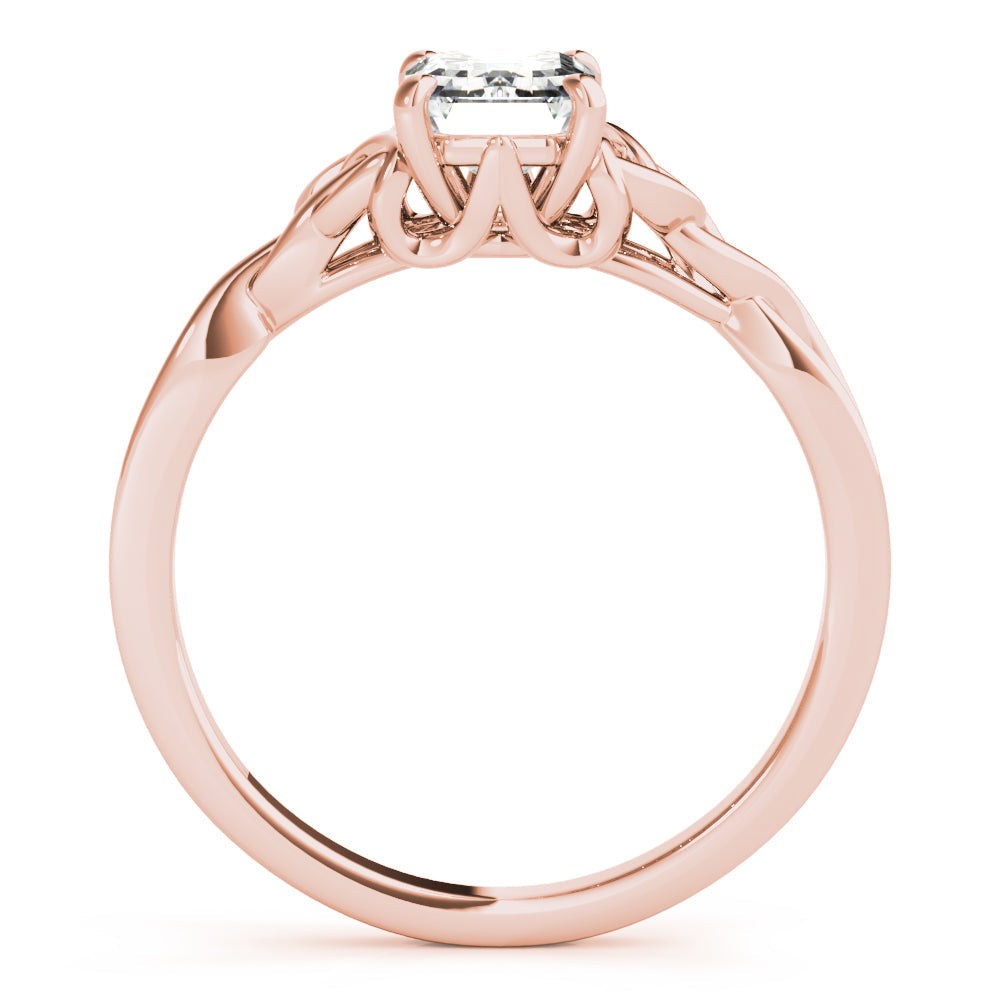 IGI D-VVS Lab-Grown Emerald Cut Diamond Intertwined Knot Solitaire Engagement Ring.