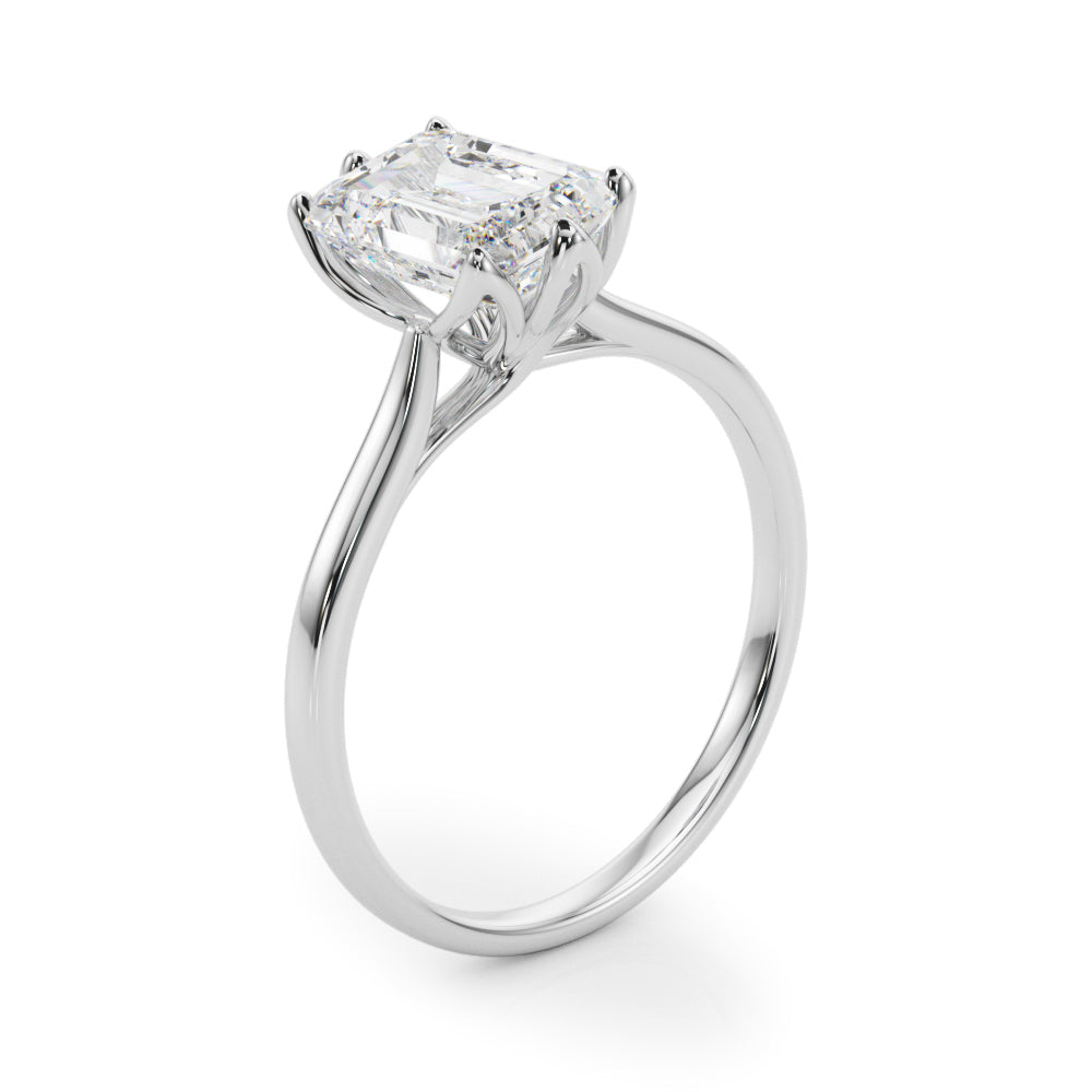 IGI Lab-Grown D-VVS Emerald Cut Diamond 6-Prong Solitaire Engagement Ring Gift For Her.