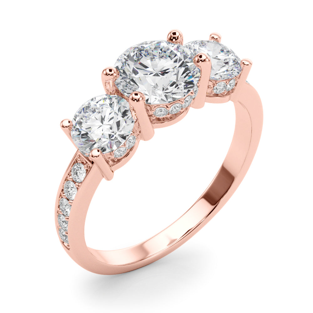 0.50-2.00ct Lab-Grown Round Cut Diamond Three Stone Engagement Ring
