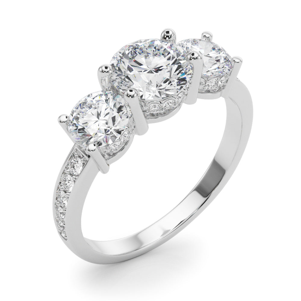0.50-2.00ct Lab-Grown Round Cut Diamond Three Stone Engagement Ring