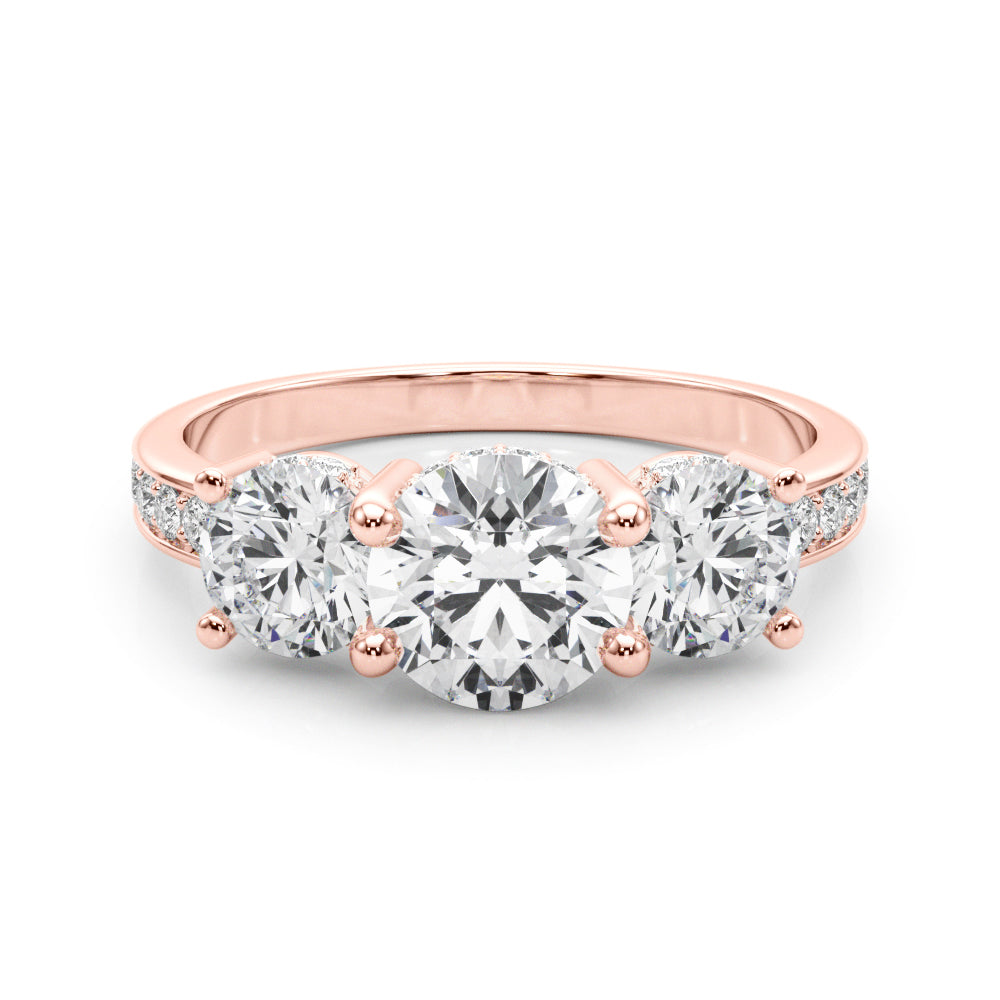 0.50-2.00ct Lab-Grown Round Cut Diamond Three Stone Engagement Ring