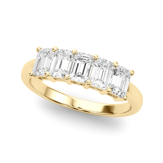 Lab-Grown Diamond Prong Emerald Cut 5-Stone Diamond Ring, DE Color VVS Clarity