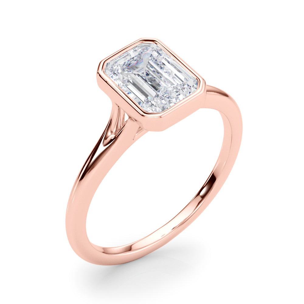 IGI Certified Emerald Cut Lab-Grown Diamond Bezel Set Solitaire Engagement Ring 9k,18k,Gold