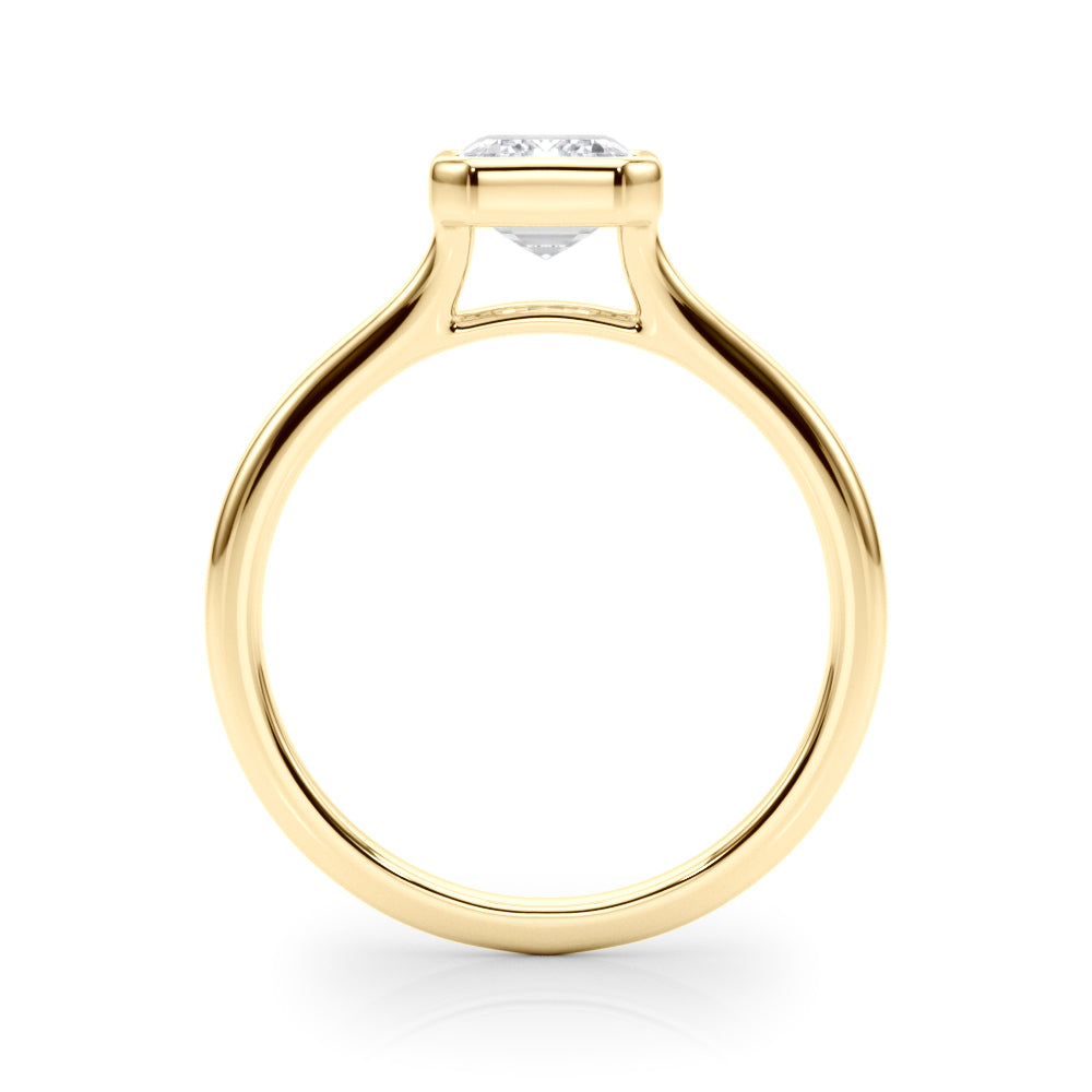 IGI Certified Emerald Cut Lab-Grown Diamond Bezel Set Solitaire Engagement Ring 9k,18k,Gold