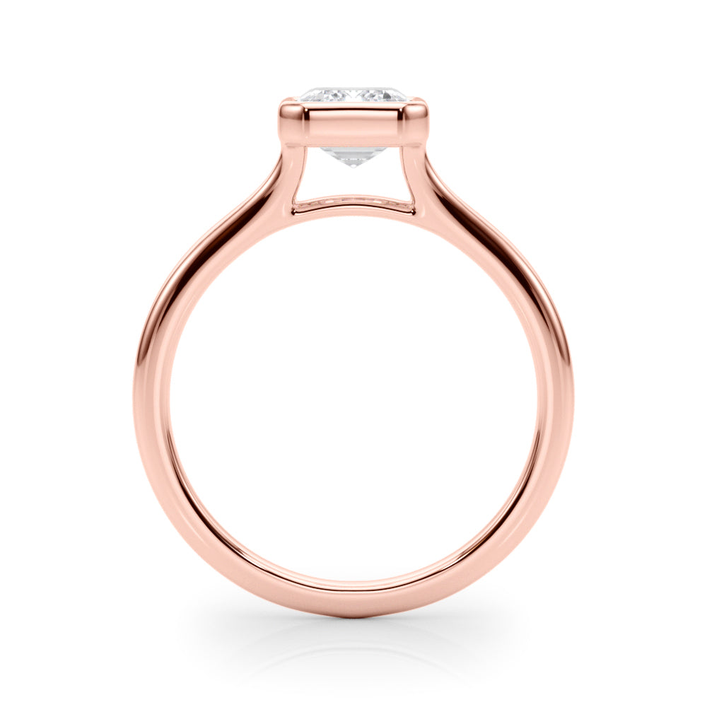 IGI Certified Emerald Cut Lab-Grown Diamond Bezel Set Solitaire Engagement Ring 9k,18k,Gold