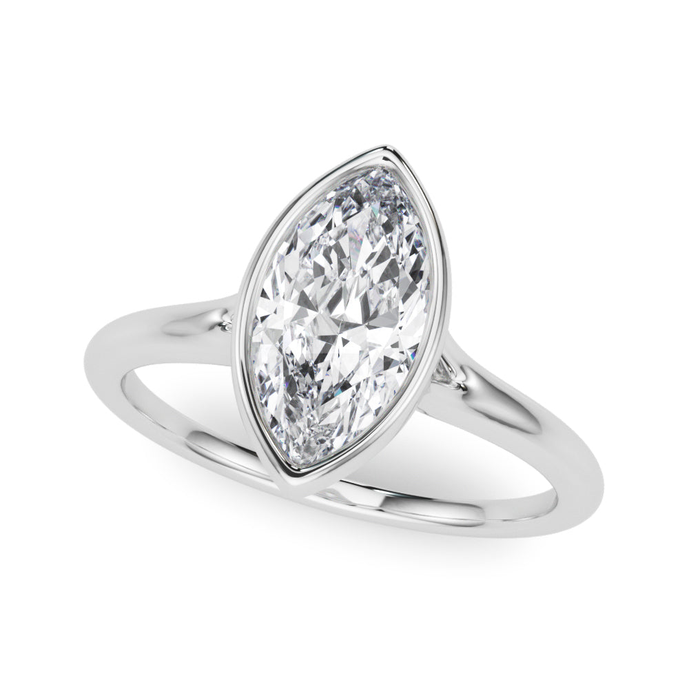 IGI Lab-Grown Marquise Cut Diamond Bezel Set Solitaire Engagement Ring.
