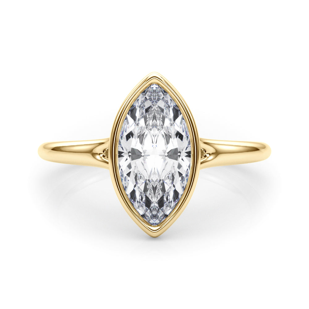 IGI Lab-Grown Marquise Cut Diamond Bezel Set Solitaire Engagement Ring.