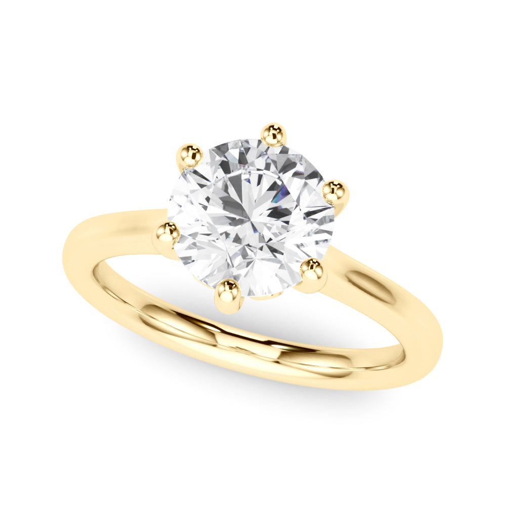 Round Cut Solitaire Lab Grown Diamond 6 Prong Set Engagement Ring Gift for Her
