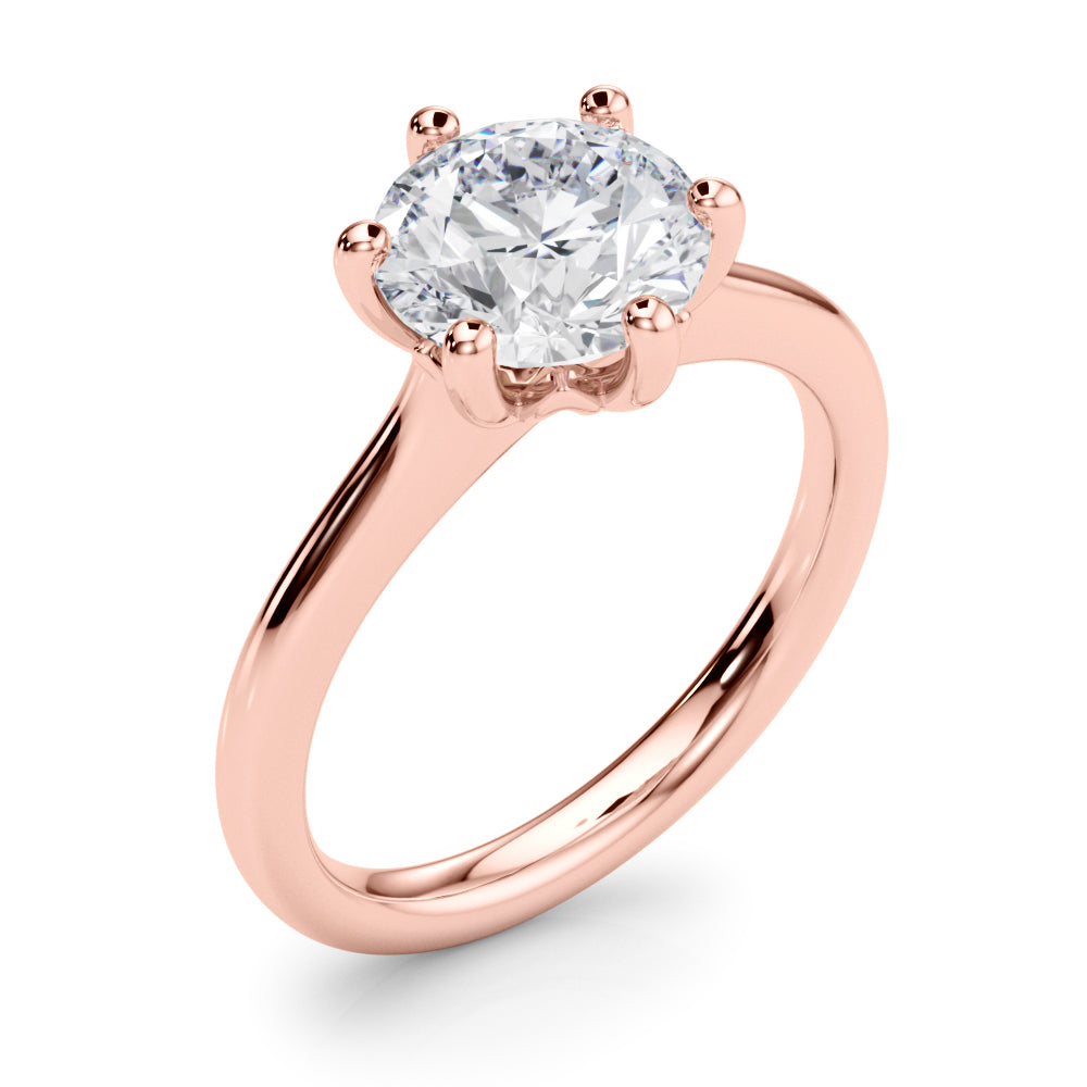 Round Cut Solitaire Lab Grown Diamond 6 Prong Set Engagement Ring Gift for Her