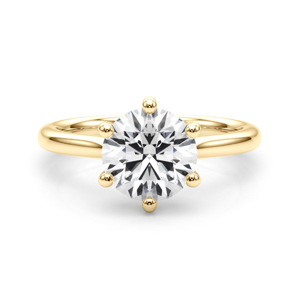Round Cut Solitaire Lab Grown Diamond 6 Prong Set Engagement Ring Gift for Her