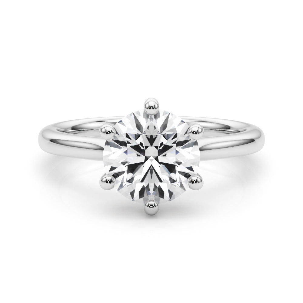 Round Cut Solitaire Lab Grown Diamond 6 Prong Set Engagement Ring Gift for Her