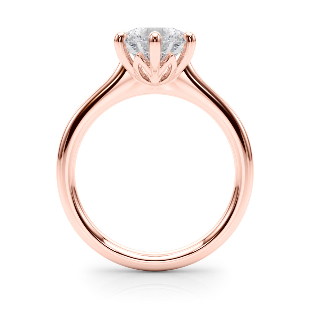 Round Cut Solitaire Lab Grown Diamond 6 Prong Set Engagement Ring Gift for Her
