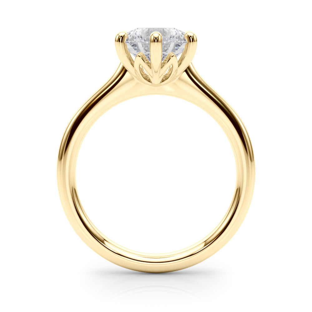 Round Cut Solitaire Lab Grown Diamond 6 Prong Set Engagement Ring Gift for Her