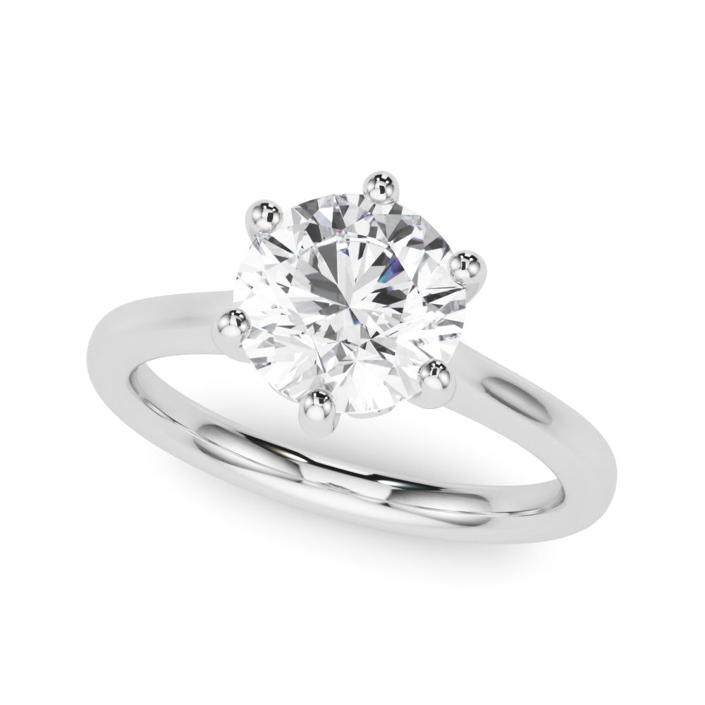 Round Cut Solitaire Lab Grown Diamond 6 Prong Set Engagement Ring Gift for Her
