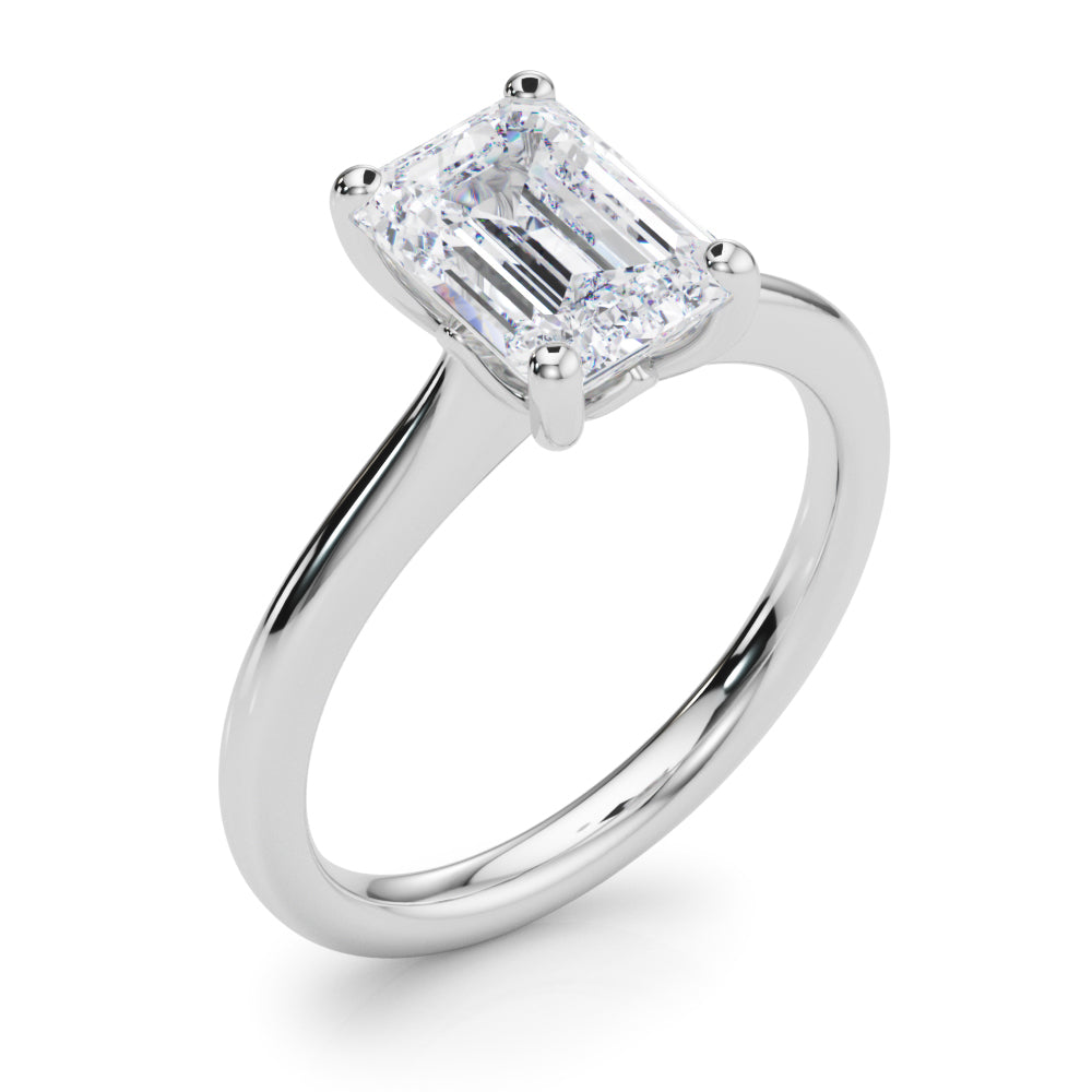 IGI Lab-Grown D-VVS Emerald Cut Diamond 4-prong Solitaire Engagement Ring Gift For Her.