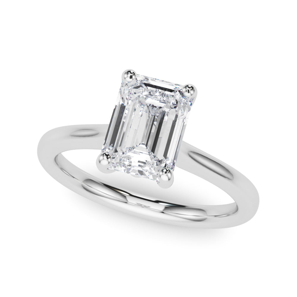 IGI Lab-Grown D-VVS Emerald Cut Diamond 4-prong Solitaire Engagement Ring Gift For Her.