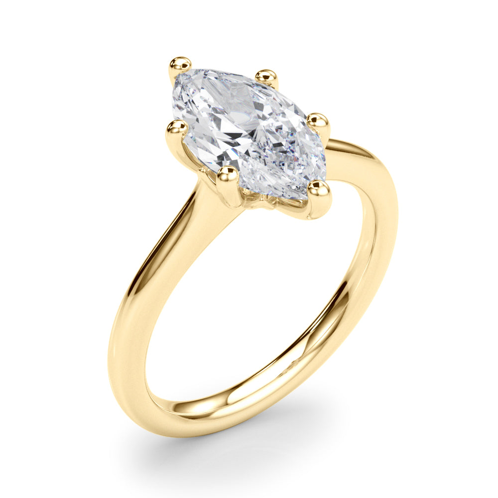 IGI Lab-Grown Marquise Cut Diamond  Floral Six-Prong Solitaire Engagement Ring.