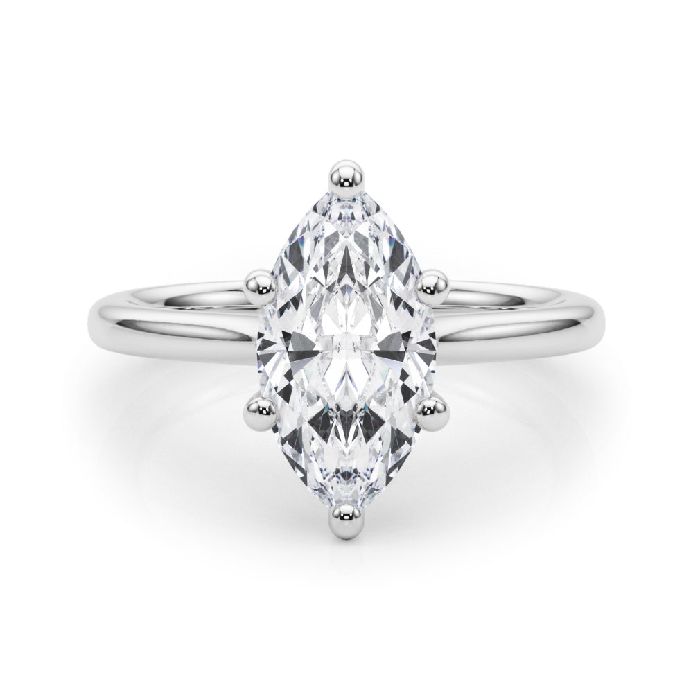 IGI Lab-Grown Marquise Cut Diamond  Floral Six-Prong Solitaire Engagement Ring.