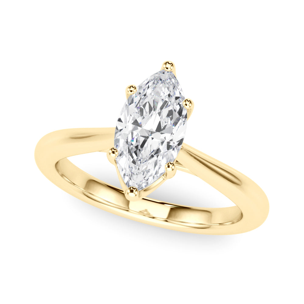 IGI Lab-Grown Marquise Cut D-VVS Diamond Six Prong Solitaire Engagement Ring.