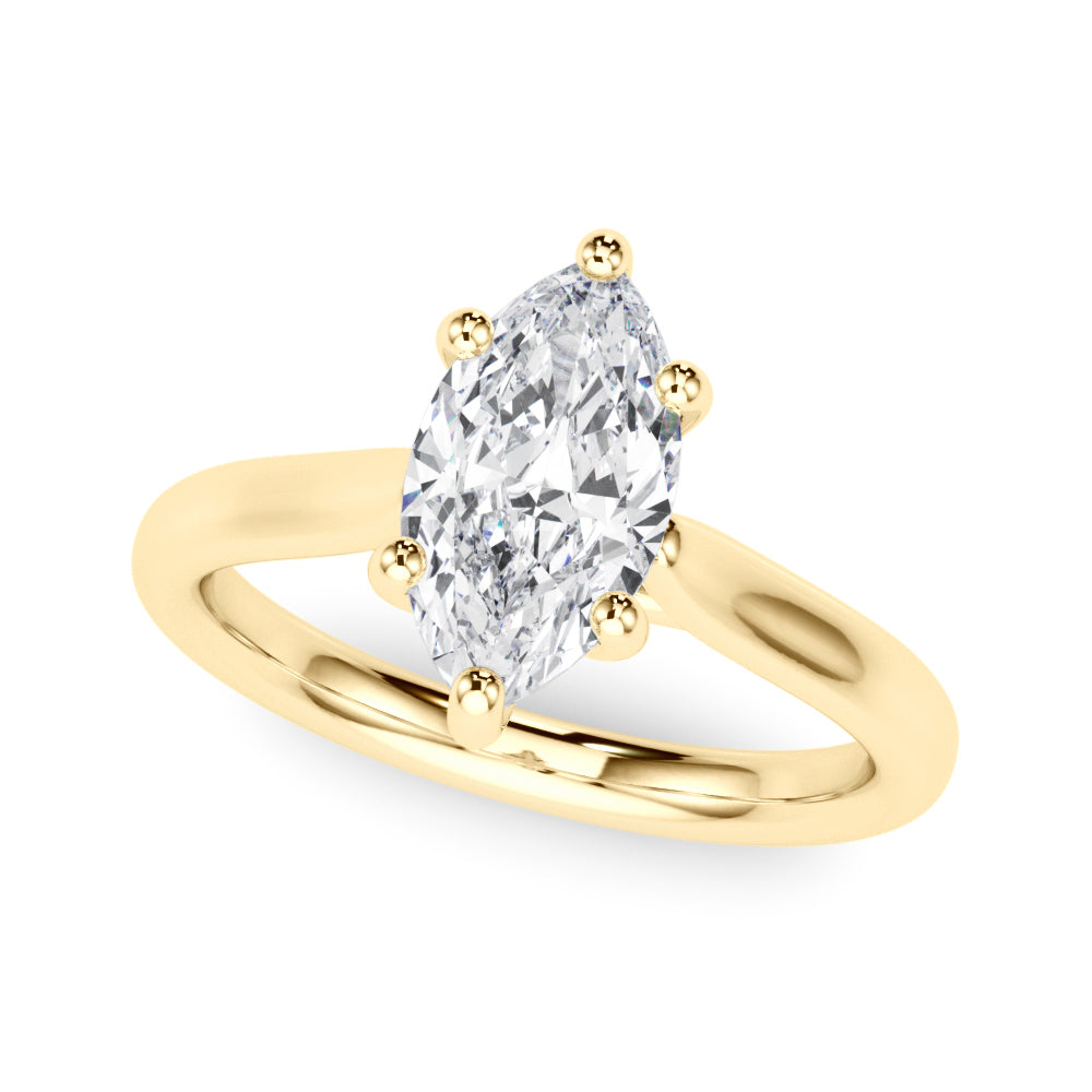 IGI Lab-Grown D-VVS Marquise Cut Diamond 6-Prong Solitaire Engagement Ring.