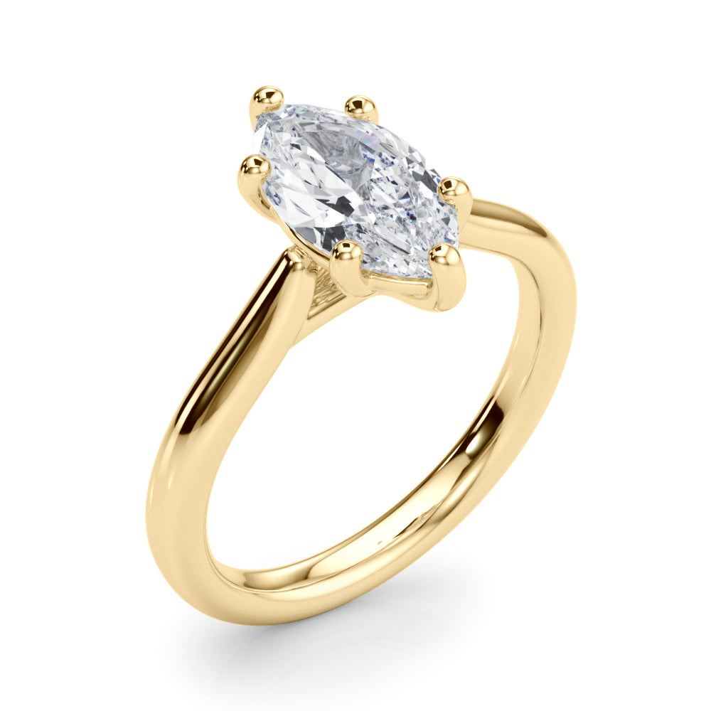 IGI Lab-Grown D-VVS Marquise Cut Diamond 6-Prong Solitaire Engagement Ring.