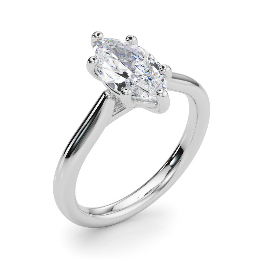 IGI Lab-Grown D-VVS Marquise Cut Diamond 6-Prong Solitaire Engagement Ring.