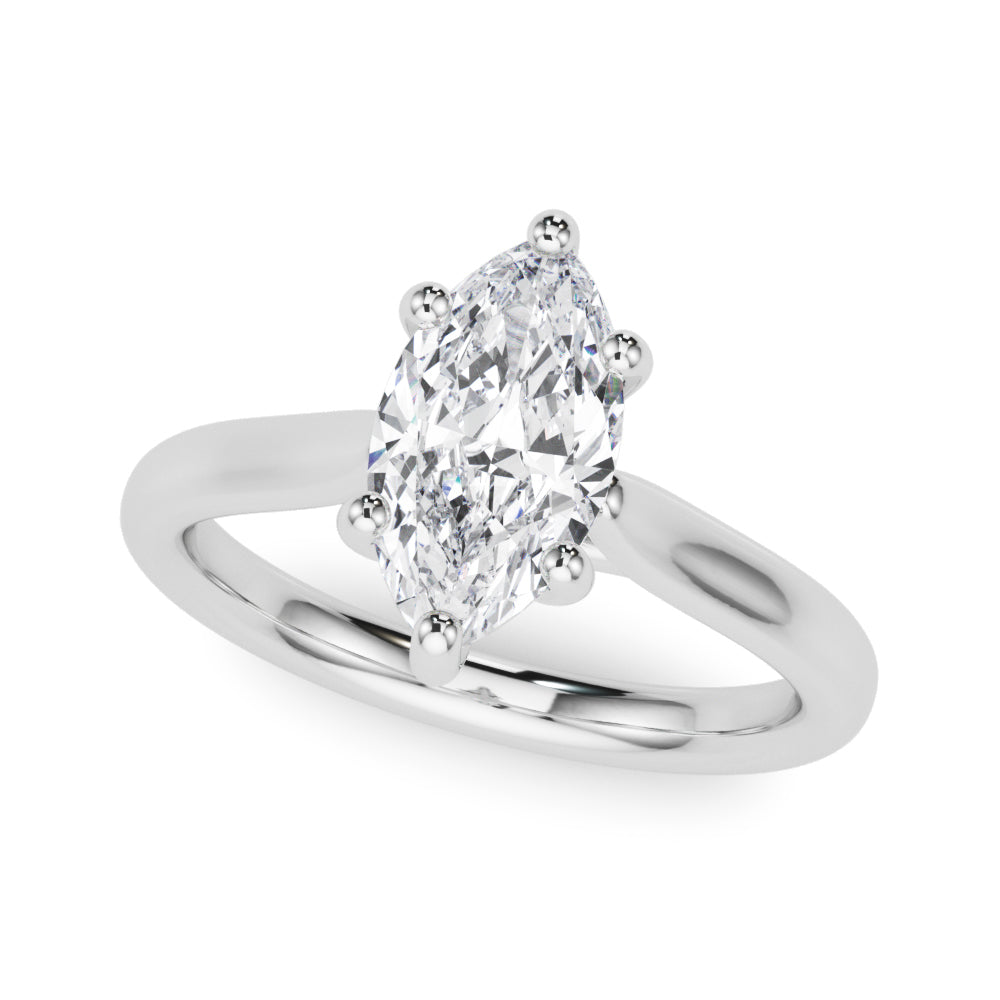 IGI Lab-Grown D-VVS Marquise Cut Diamond 6-Prong Solitaire Engagement Ring.