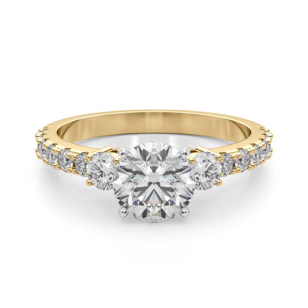 Lab-Grown Round Cut Diamond Three Stone Engagement Ring Available in 0.50-2.00ct