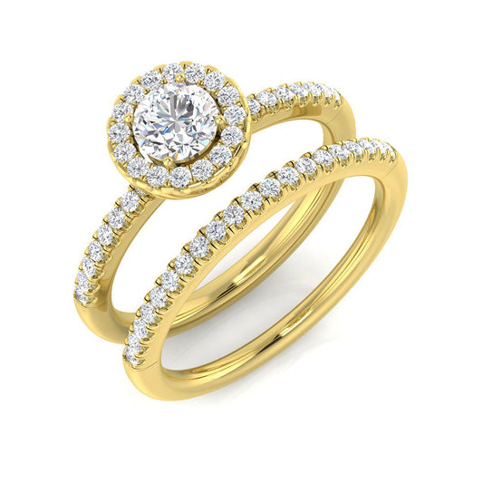 Natural Round Cut Diamond Halo Engagement Ring