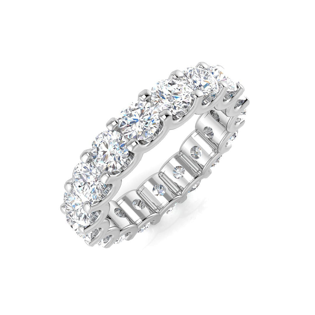 1.00 to 4.00 Carat Lab-Grown Round Cut D/VVS Diamond U-Prong Set Full Eternity Ring.