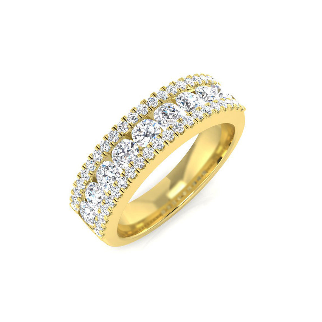 1.00-2.00ct Lab-Grown Round Cut D/VVS Diamond Half Eternity Ring