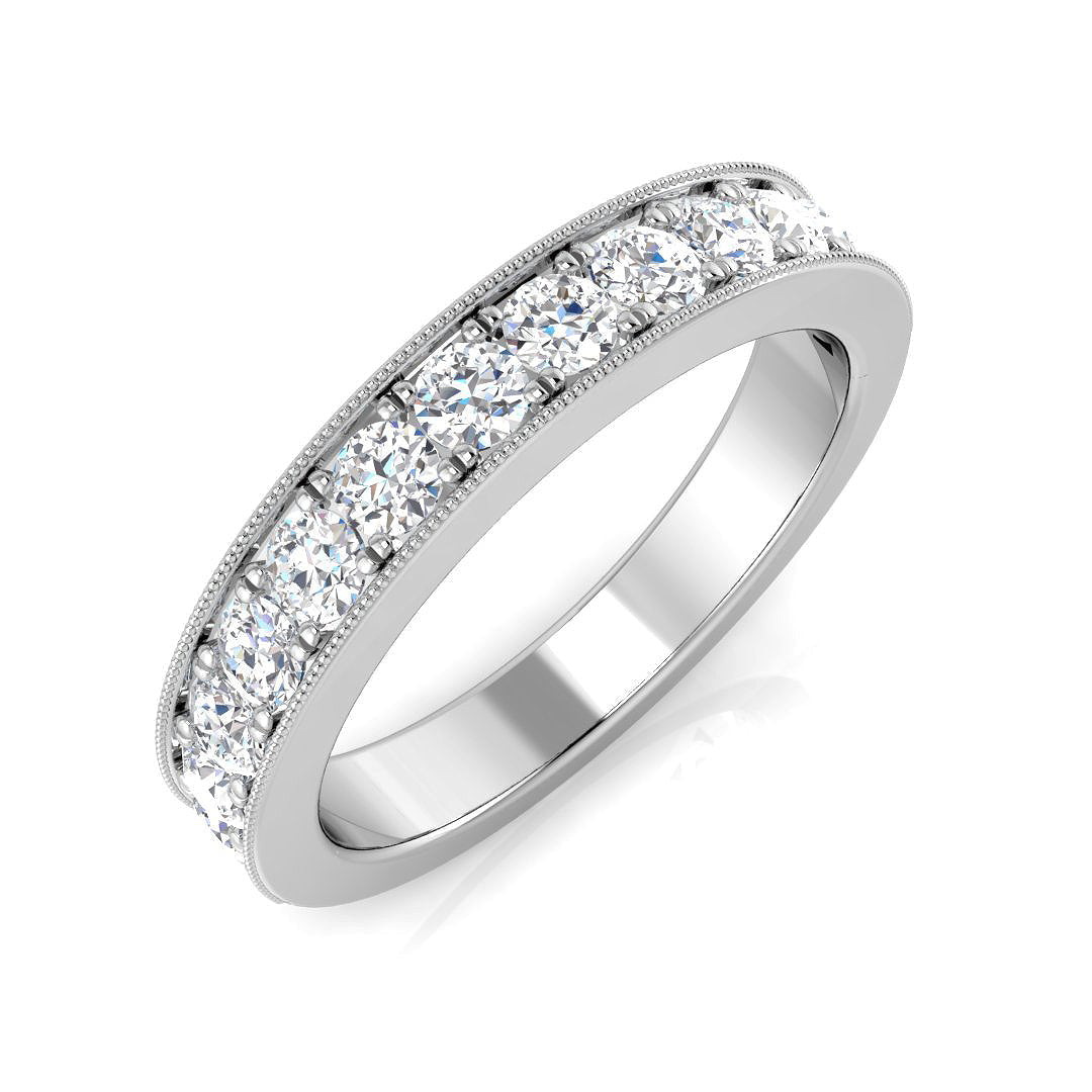 0.10-0.65ct Lab-Grown Round Cut D/VVS Diamond Half Eternity Ring