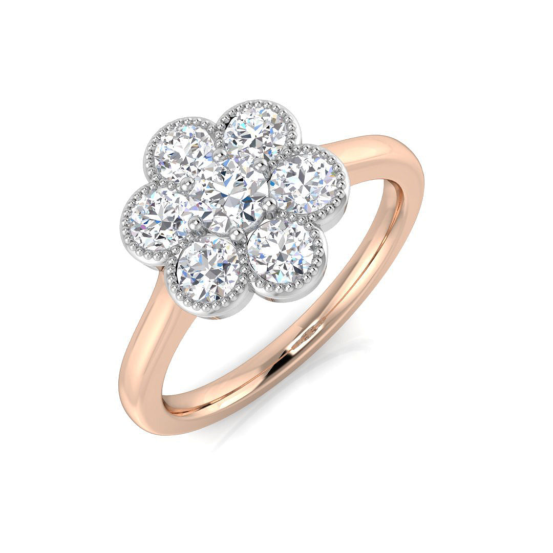 Natural & Lab-Created Round Cut Diamond 7-Stone Cluster Engagement Ring