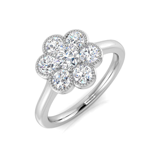 Natural & Lab-Created Round Cut Diamond 7-Stone Cluster Engagement Ring