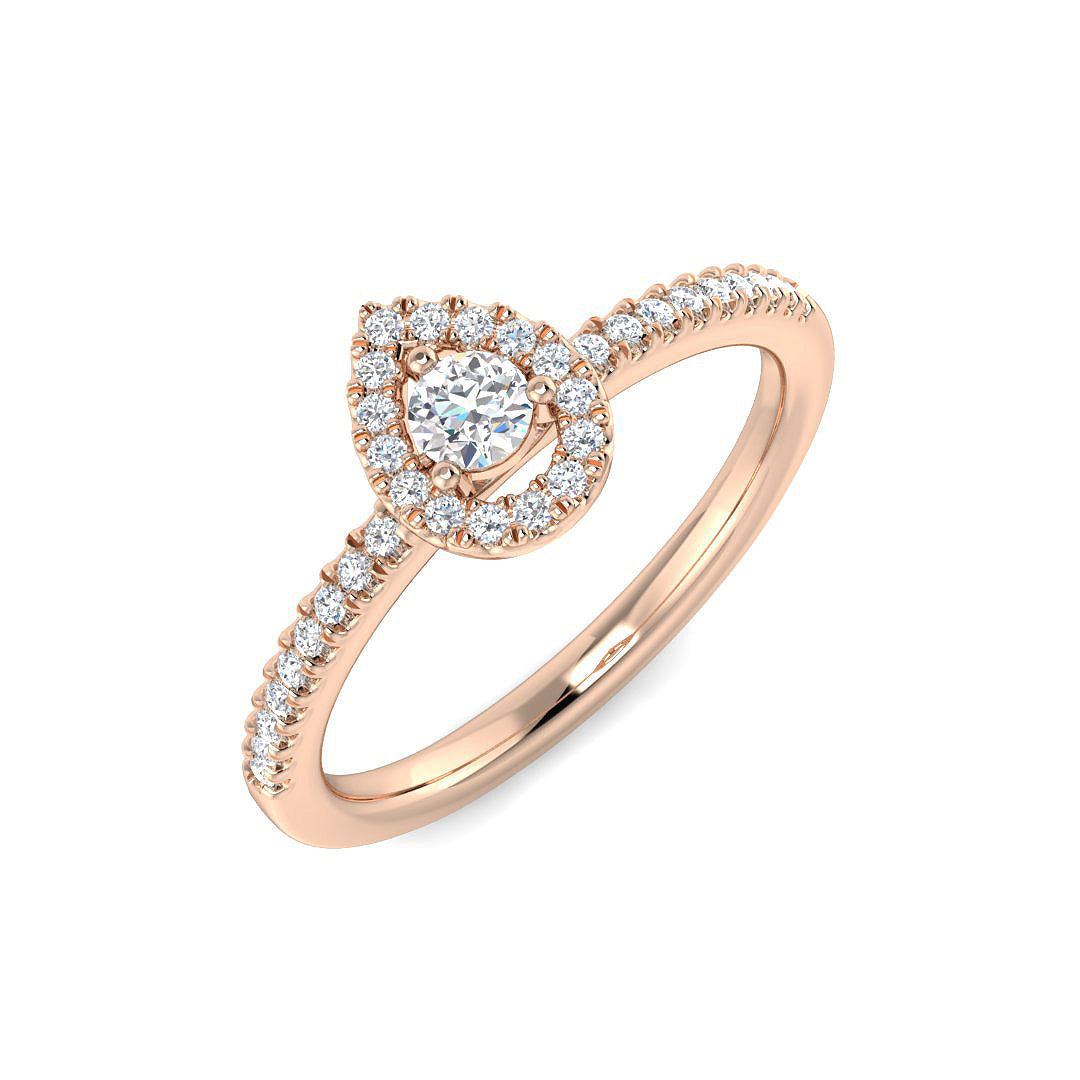 Natural Pear & Round Cut Diamond  Halo Engagement Ring