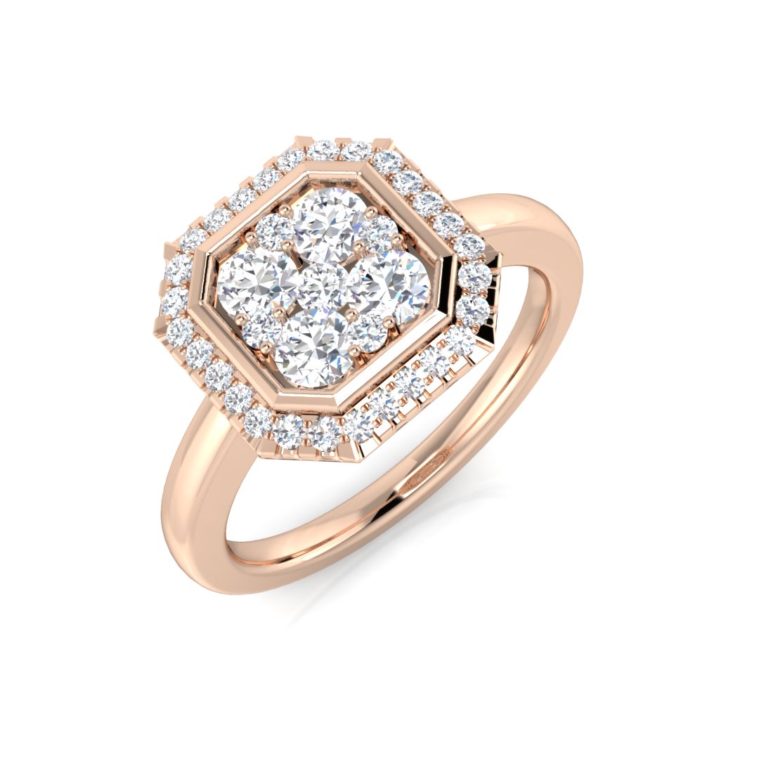 Natural Round Cut Diamond Cluster Engagement Ring