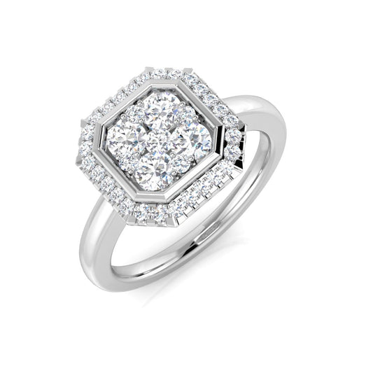 Natural Round Cut Diamond Cluster Engagement Ring